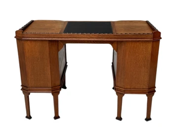 Art Deco Amsterdamse School Oak Pedestal Desk, 1920s